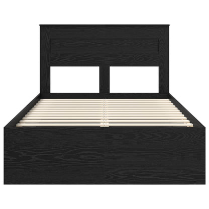 vidaXL Bed Frame with Headboard Black 135 x 190 cm Solid Pine Wood