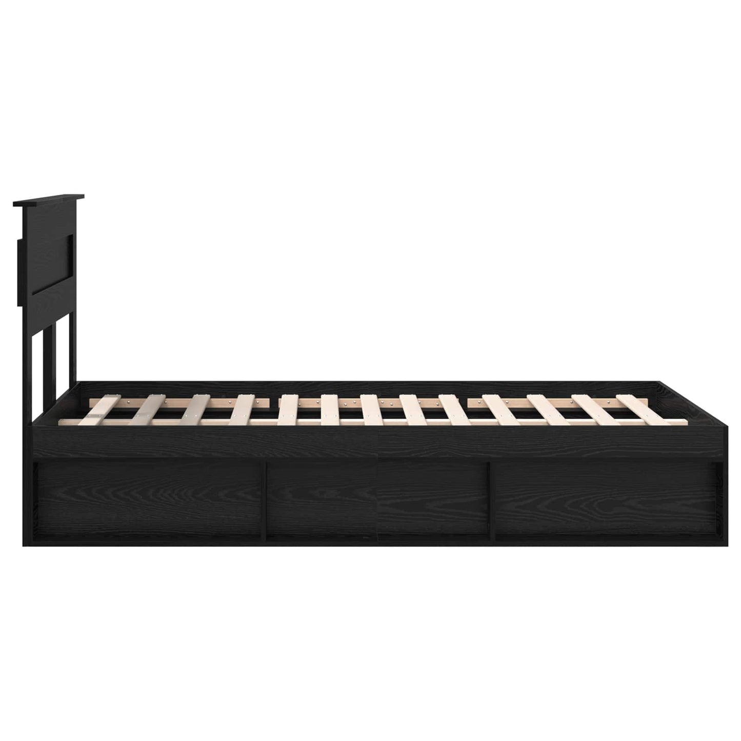 vidaXL Bed Frame with Headboard Black 135 x 190 cm Solid Pine Wood