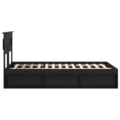 vidaXL Bed Frame with Headboard Black 135 x 190 cm Solid Pine Wood