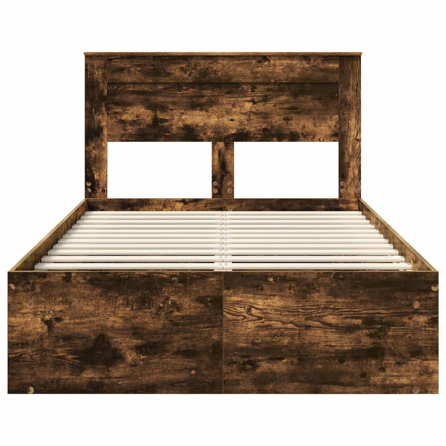 vidaXL Bed Frame with Storage Smoked Oak 135 x 190 cm Solid Pine Wood