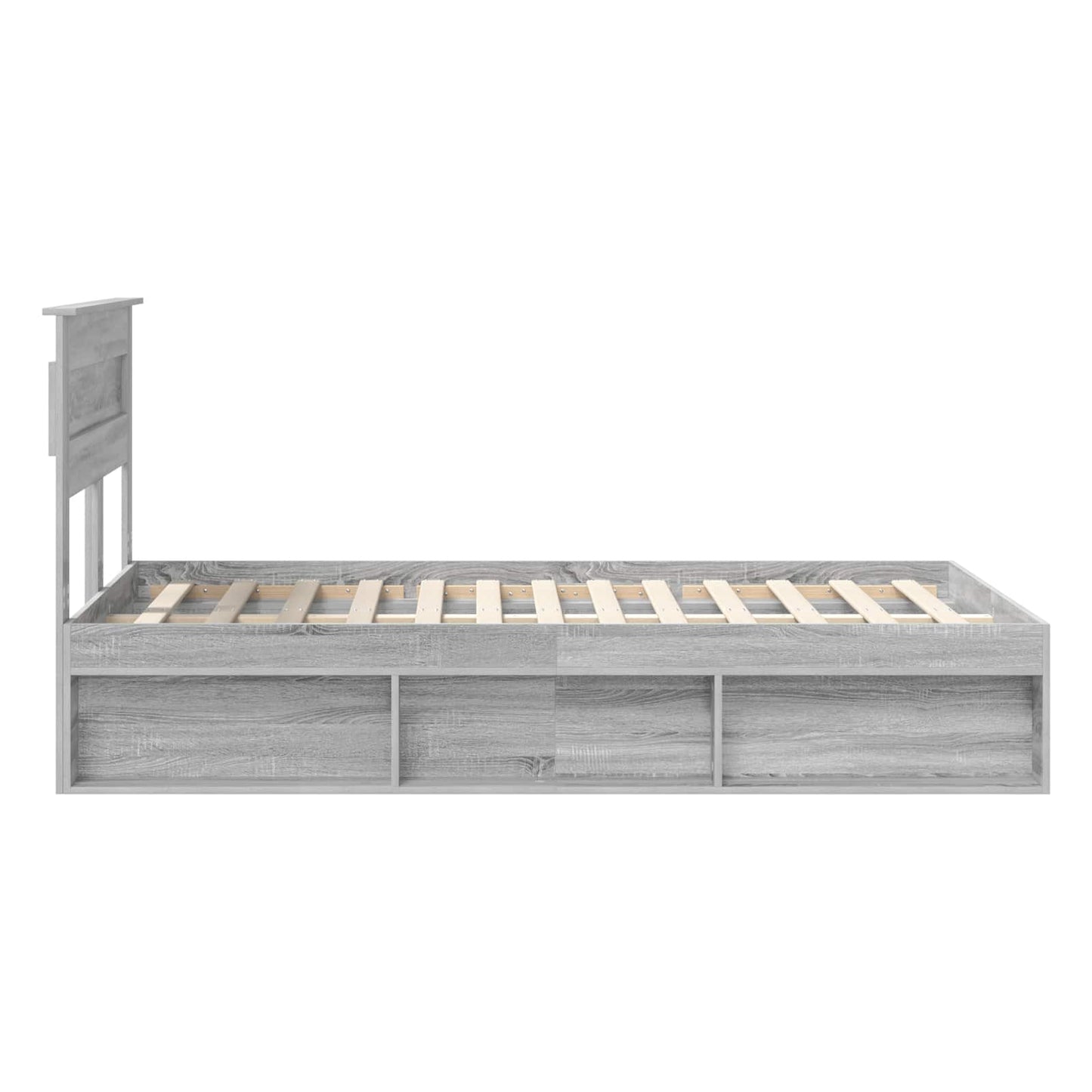 vidaXL Bed Frame with Storage Grey Sonoma 135 x 190 cm Solid Pine Wood