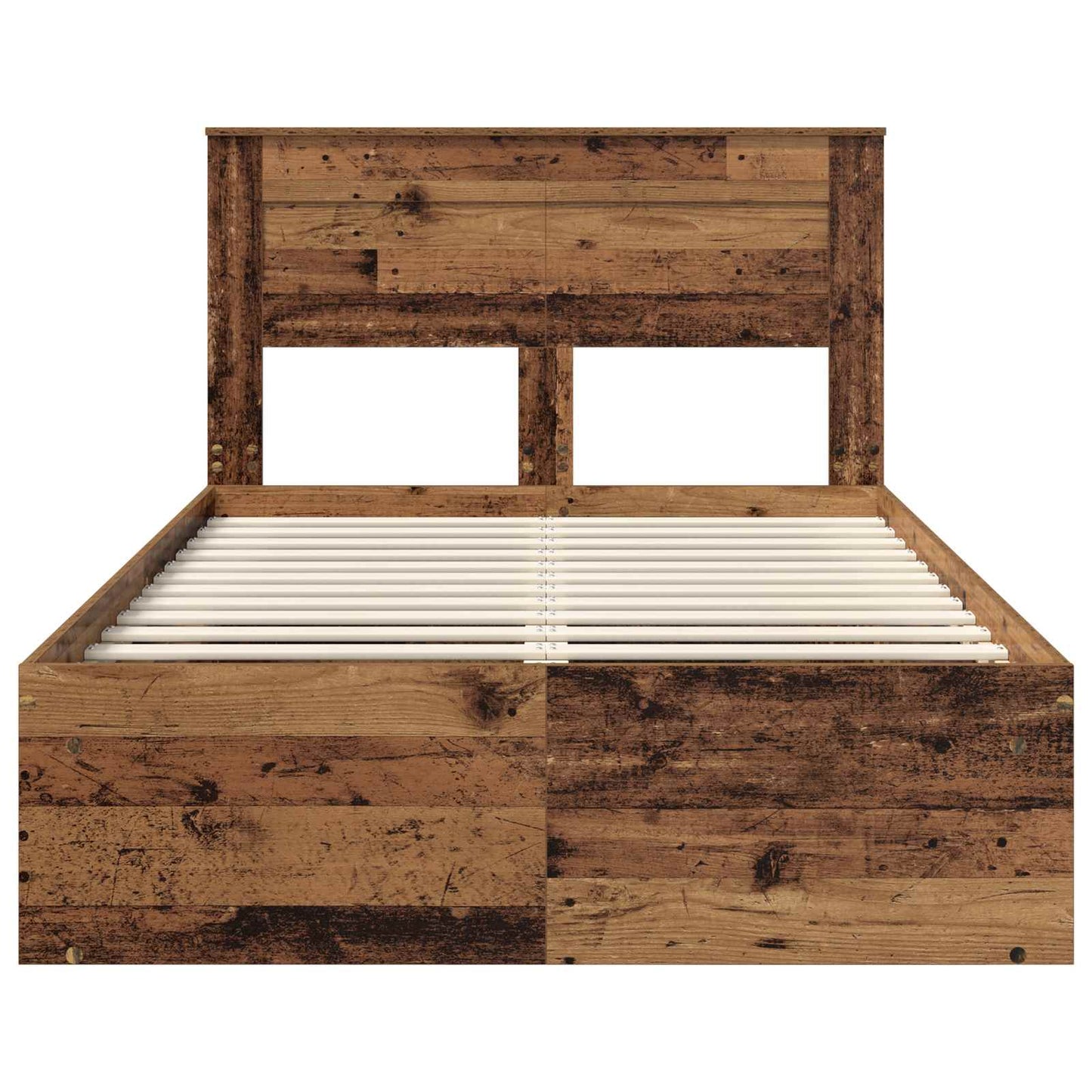 vidaXL Bed Frame with Headboard Old Wood 135 x 190 cm Solid Pine Wood