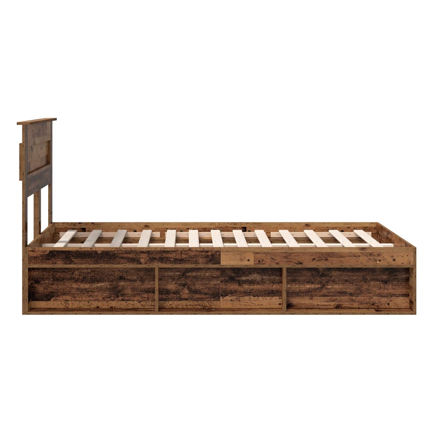 vidaXL Bed Frame with Headboard Old Wood 135 x 190 cm Solid Pine Wood