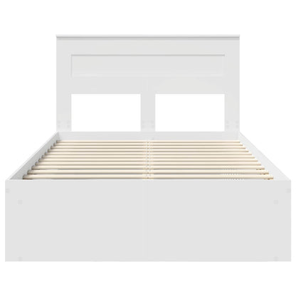 vidaXL Bed Frame with Headboard White 120 x 190 cm Solid Pine Wood