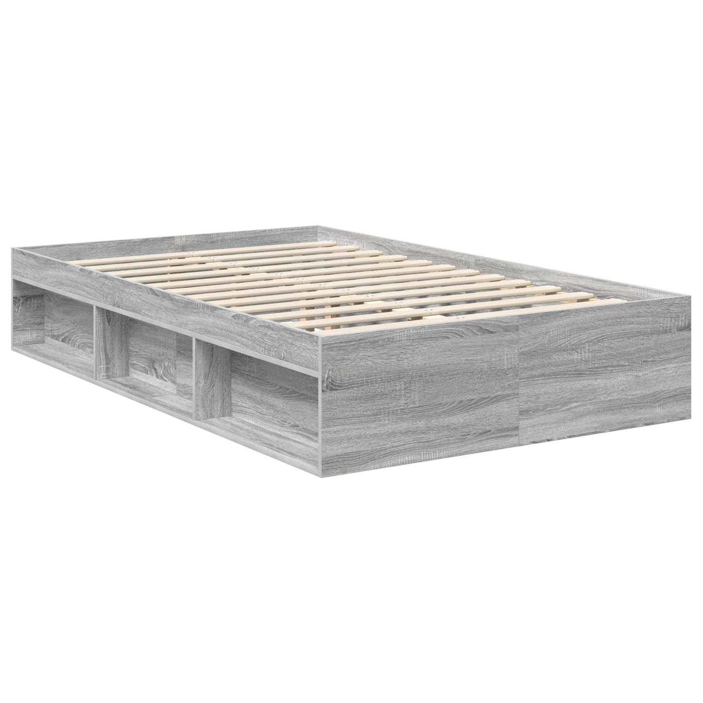 vidaXL Bed Frame with Storage Grey Sonoma 120 x 190 cm Solid Pine Wood
