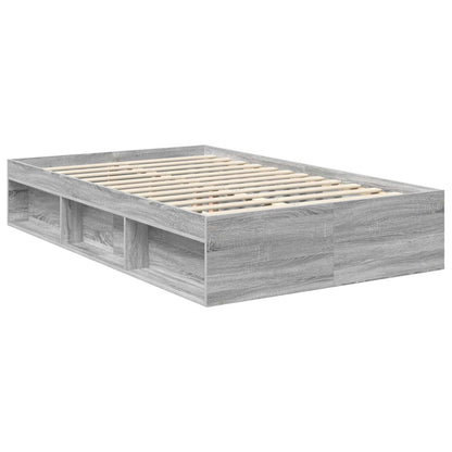 vidaXL Bed Frame with Storage Grey Sonoma 120 x 190 cm Solid Pine Wood