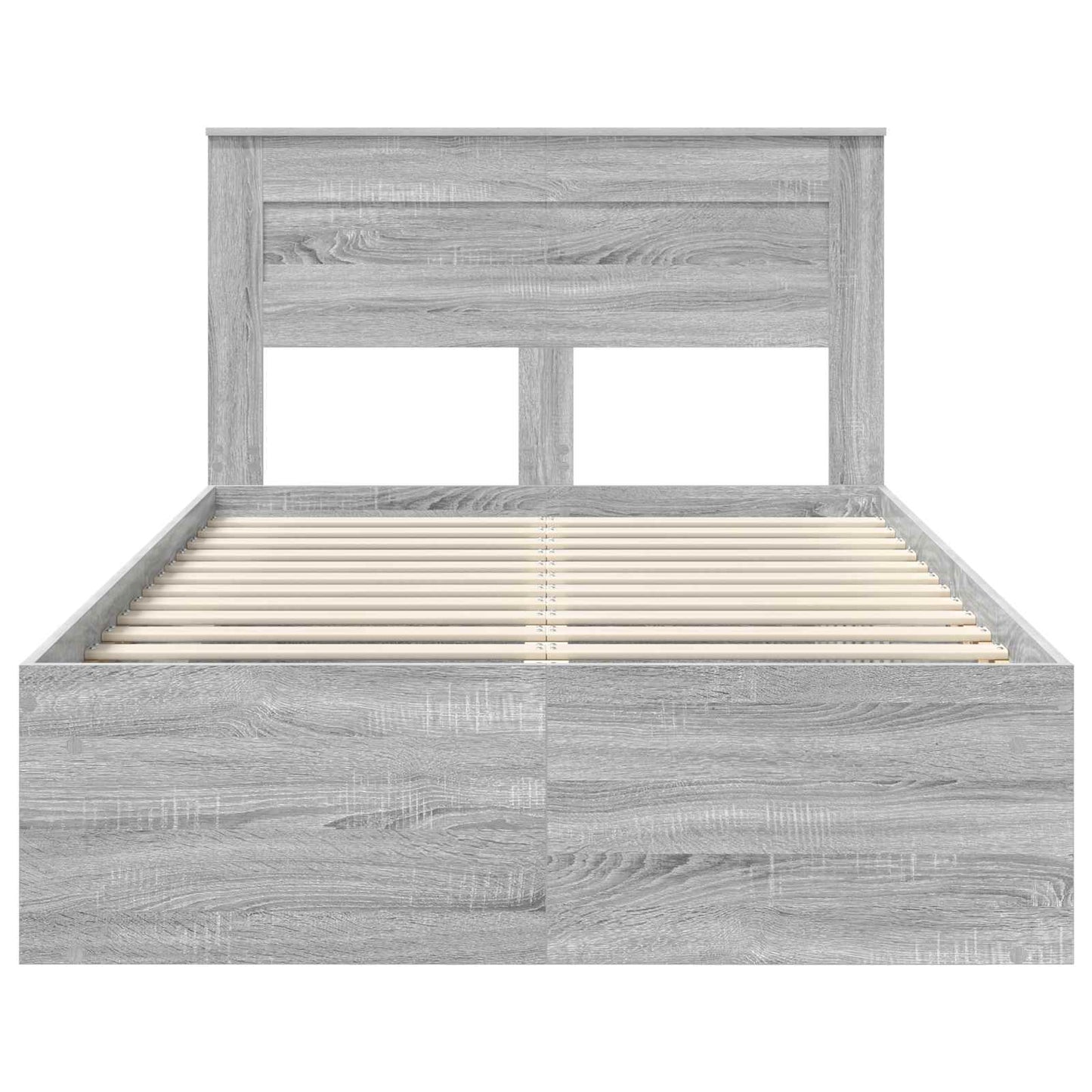 vidaXL Bed Frame with Storage Grey Sonoma 120 x 190 cm Solid Pine Wood
