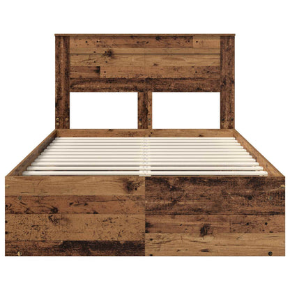 vidaXL Bed Frame with Headboard Old Wood 120 x 190 cm Solid Pine Wood