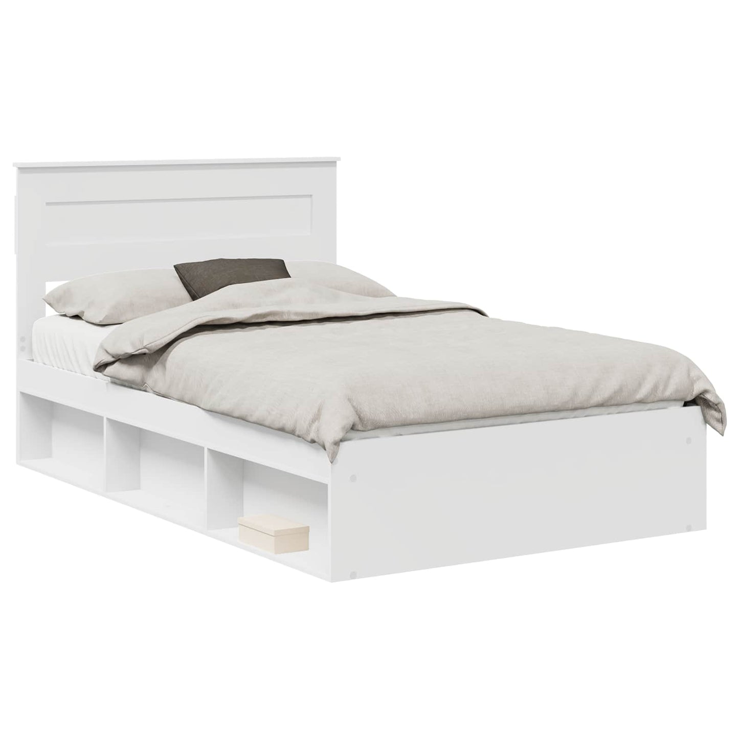 vidaXL Bed Frame with Headboard White 120 x 200 cm Solid Pine Wood