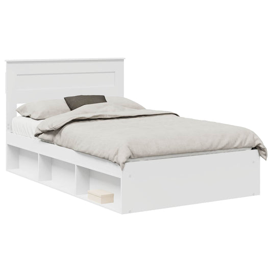 vidaXL Bed Frame with Headboard White 120 x 200 cm Solid Pine Wood