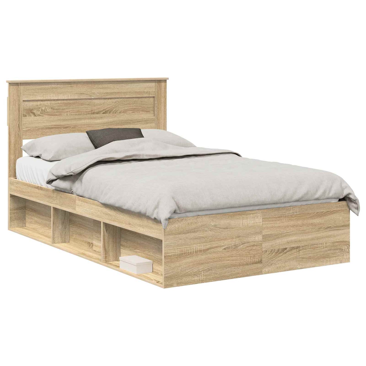 vidaXL Bed Frame with Headboard Sonoma 120 x 200 cm Solid Pine Wood