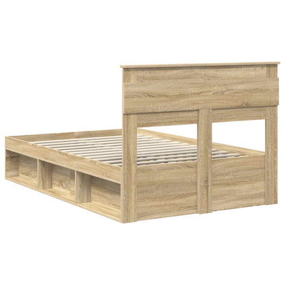 vidaXL Bed Frame with Headboard Sonoma 120 x 200 cm Solid Pine Wood