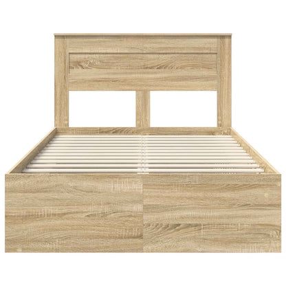 vidaXL Bed Frame with Headboard Sonoma 120 x 200 cm Solid Pine Wood
