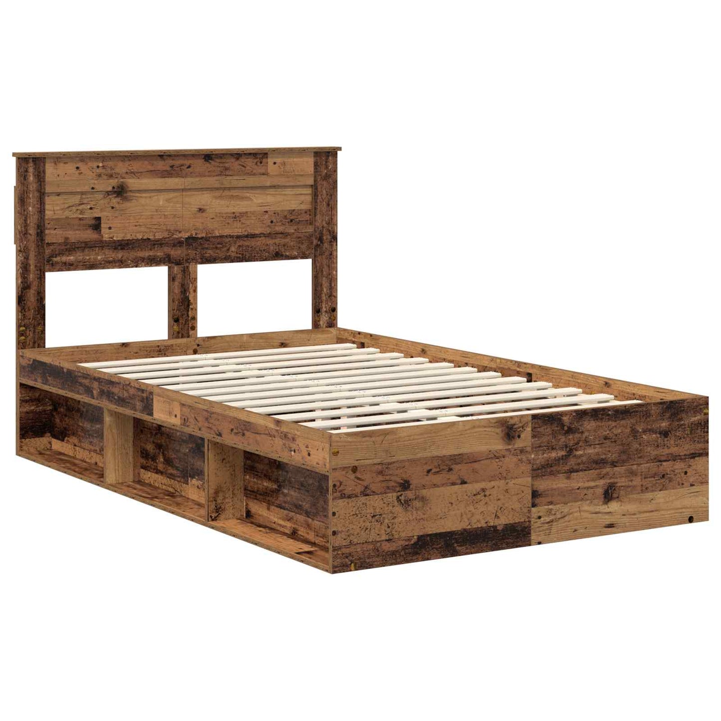 vidaXL Bed Frame with Headboard Old Wood 120 x 200 cm Solid Pine Wood