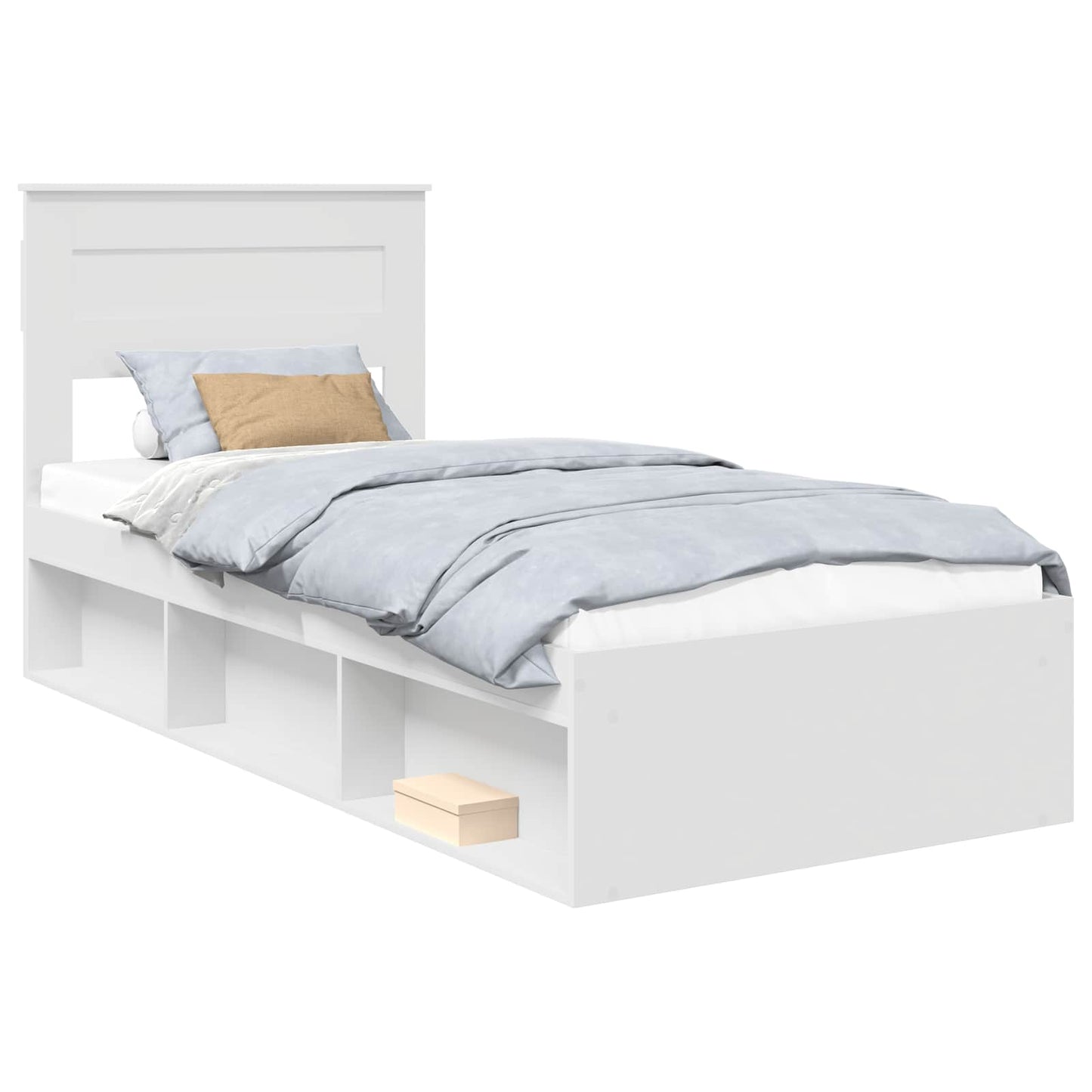 vidaXL Bed Frame with Headboard White 100 x 200 cm Solid Pine Wood