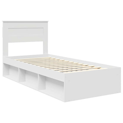 vidaXL Bed Frame with Headboard White 100 x 200 cm Solid Pine Wood