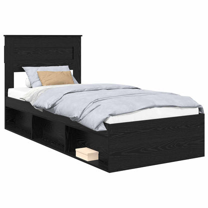 vidaXL Bed Frame with Headboard Black 100 x 200 cm Solid Pine Wood