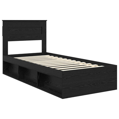 vidaXL Bed Frame with Headboard Black 100 x 200 cm Solid Pine Wood