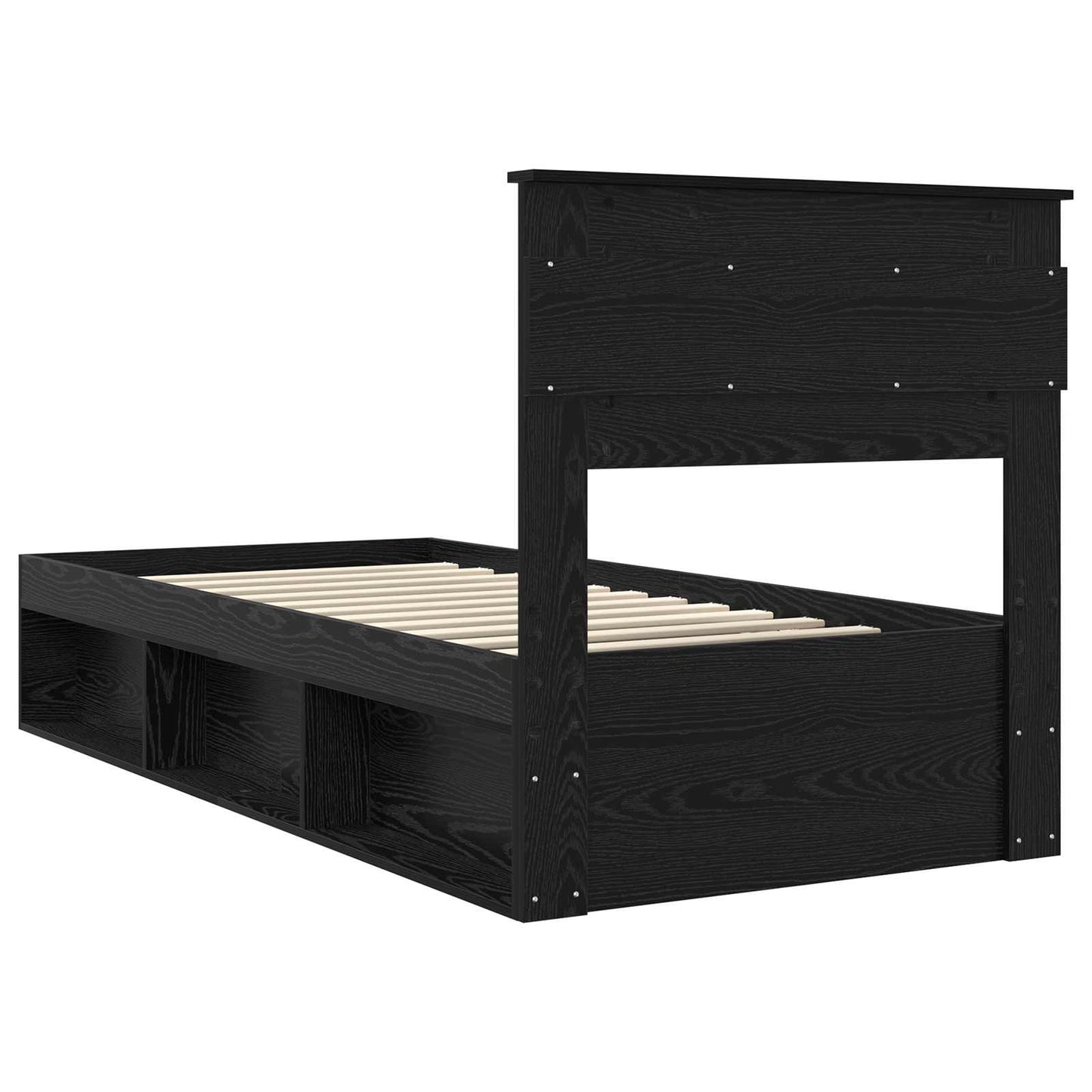 vidaXL Bed Frame with Headboard Black 100 x 200 cm Solid Pine Wood