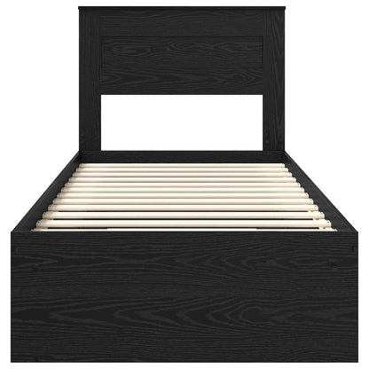 vidaXL Bed Frame with Headboard Black 100 x 200 cm Solid Pine Wood