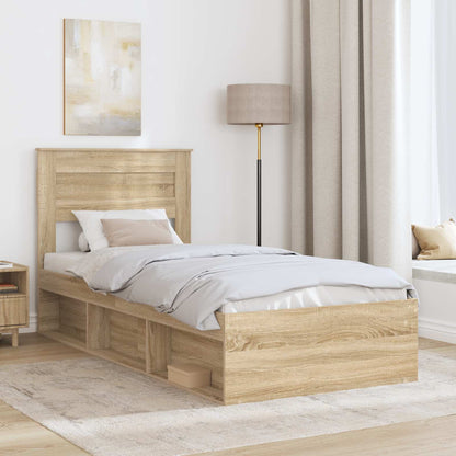 vidaXL Bed Frame with Headboard Sonoma 100 x 200 cm Solid Pine Wood