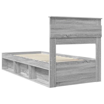 vidaXL Bed Frame with Storage Grey Sonoma 90 x 190 cm Solid Pine Wood