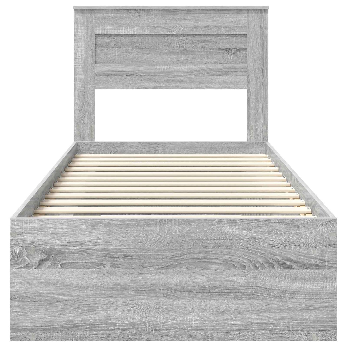 vidaXL Bed Frame with Storage Grey Sonoma 90 x 190 cm Solid Pine Wood