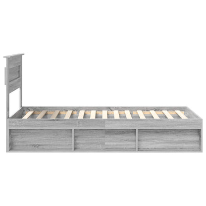 vidaXL Bed Frame with Storage Grey Sonoma 90 x 200 cm Solid Pine Wood