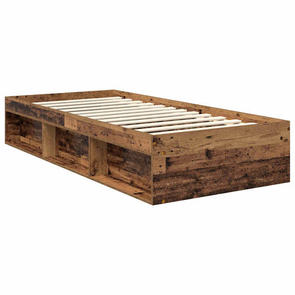 vidaXL Bed Frame with Headboard Old Wood 90 x 200 cm Solid Pine Wood