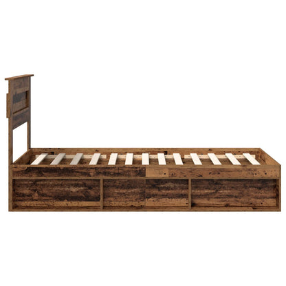 vidaXL Bed Frame with Headboard Old Wood 90 x 200 cm Solid Pine Wood