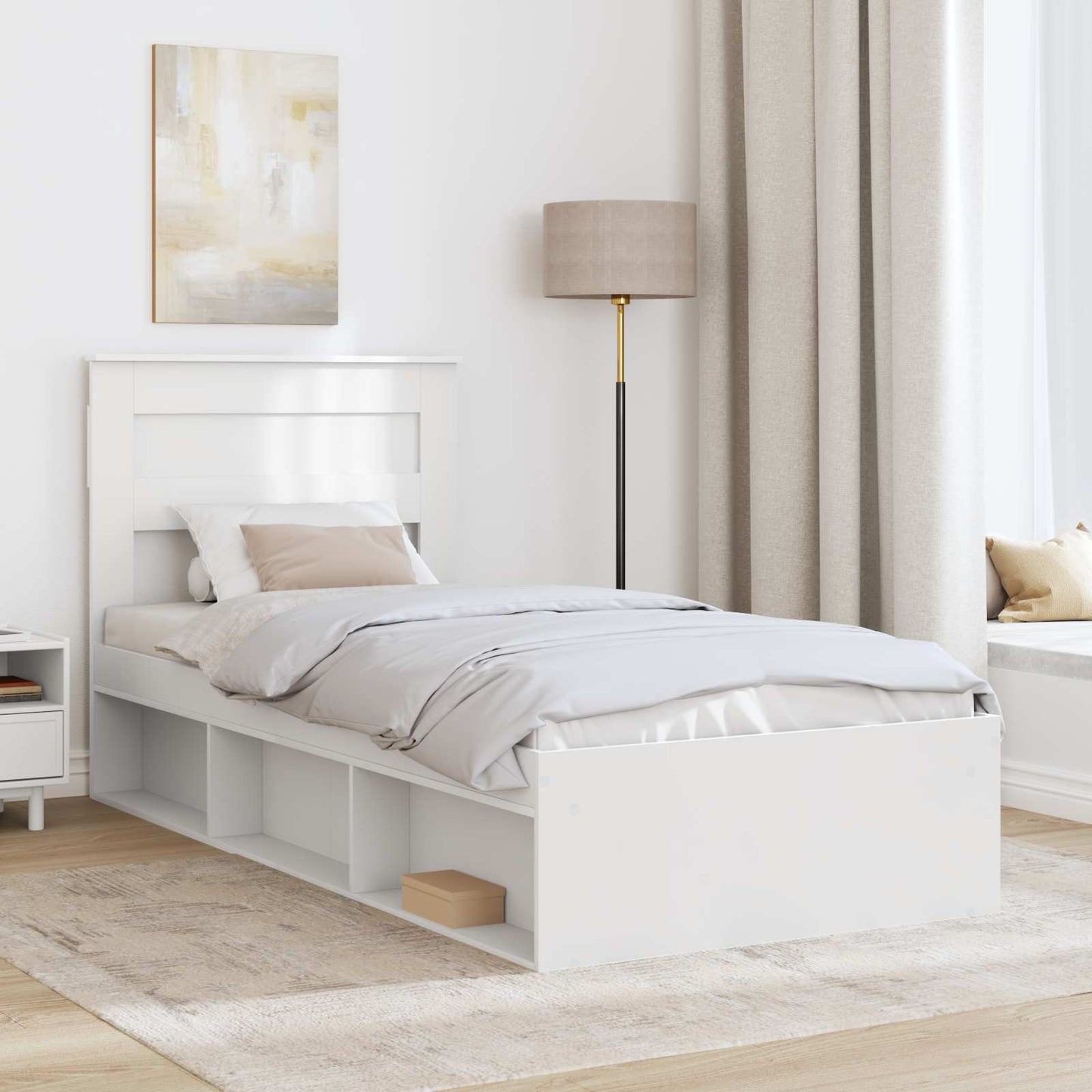 vidaXL Bed Frame with Headboard White 75 x 190 cm Solid Pine Wood