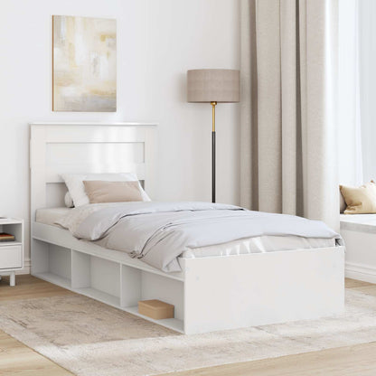 vidaXL Bed Frame with Headboard White 75 x 190 cm Solid Pine Wood