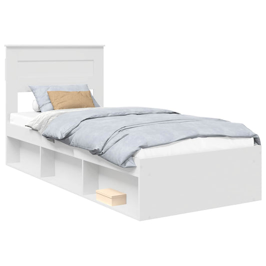 vidaXL Bed Frame with Headboard White 75 x 190 cm Solid Pine Wood
