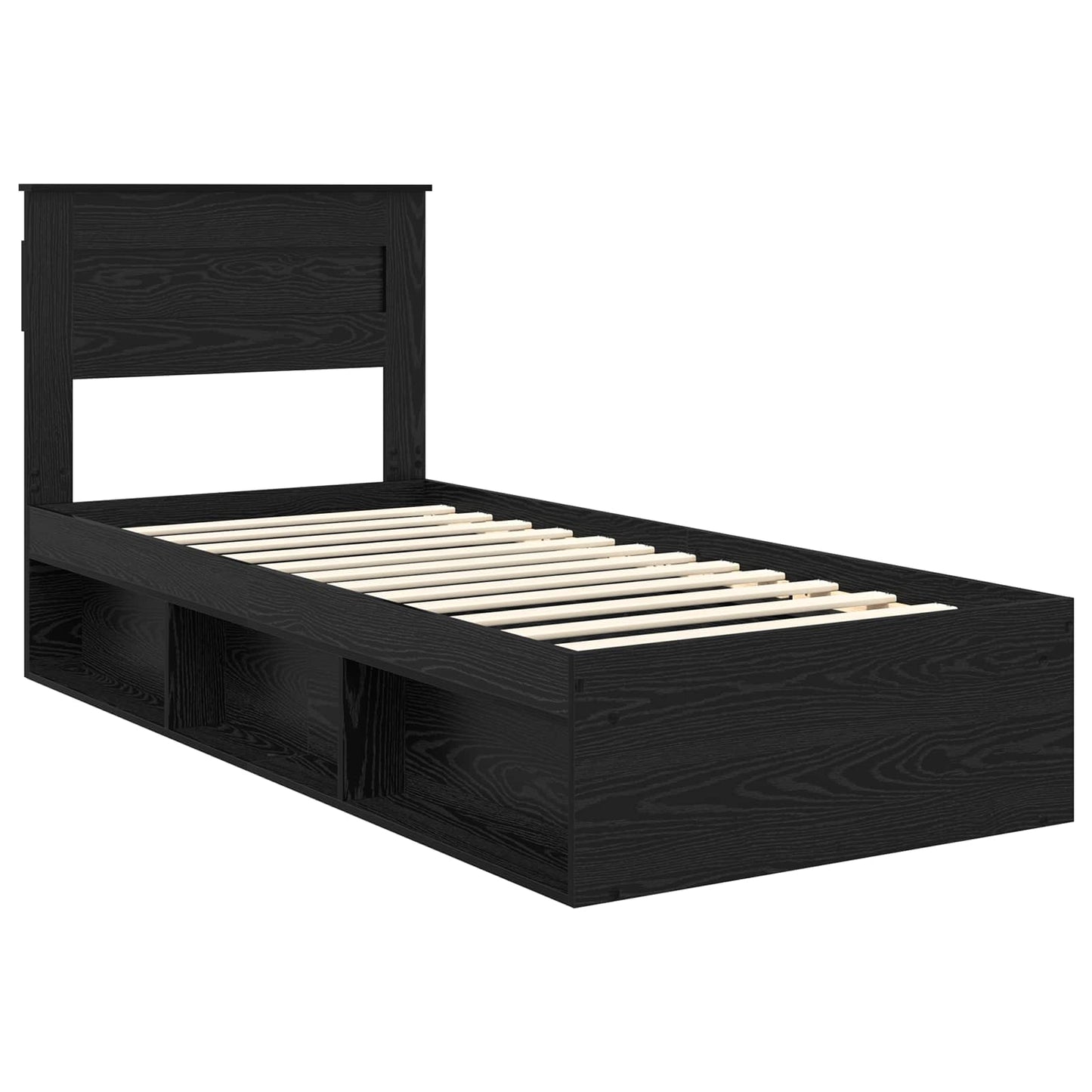 vidaXL Bed Frame with Headboard Black 75 x 190 cm Solid Pine Wood