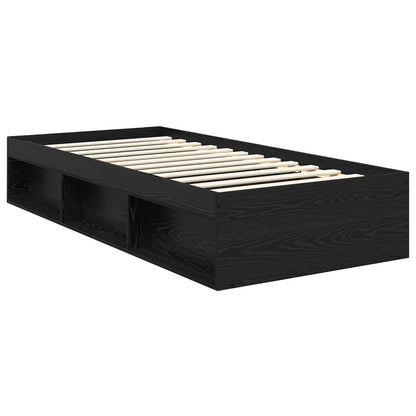 vidaXL Bed Frame with Headboard Black 75 x 190 cm Solid Pine Wood