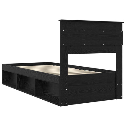 vidaXL Bed Frame with Headboard Black 75 x 190 cm Solid Pine Wood