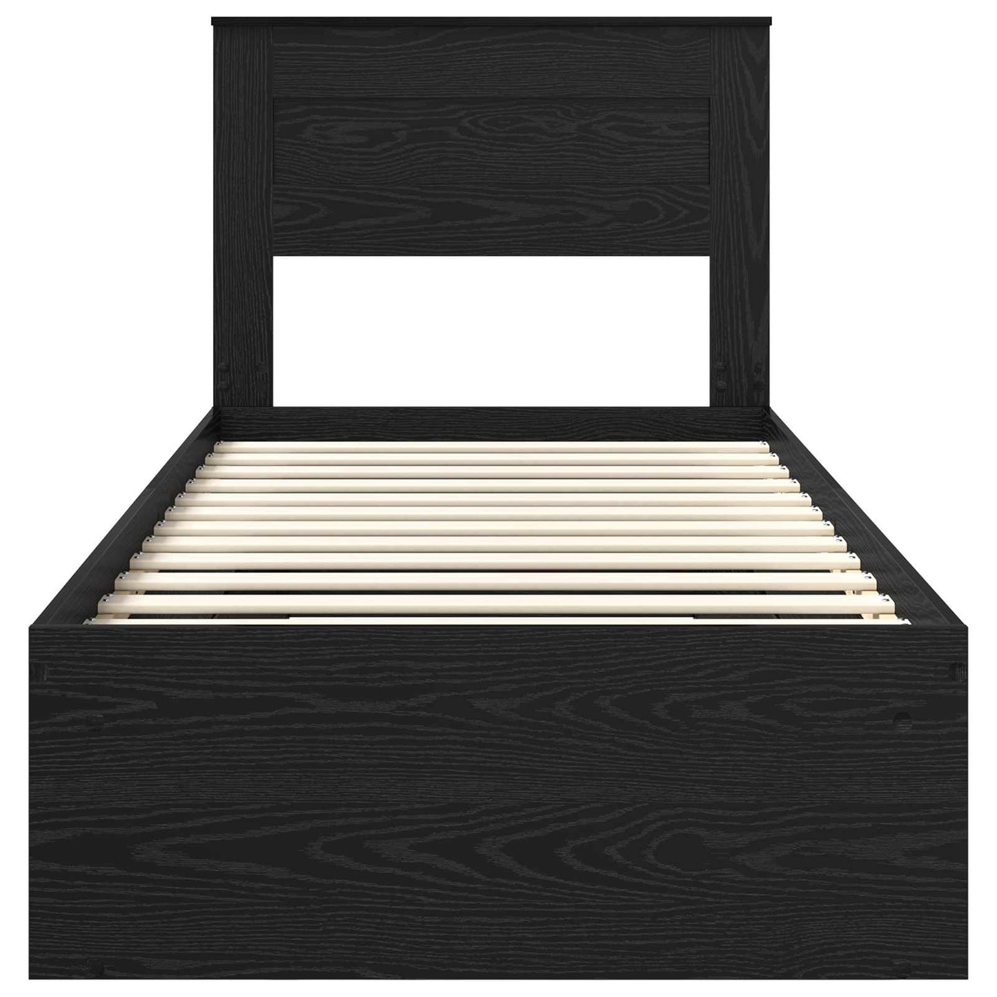 vidaXL Bed Frame with Headboard Black 75 x 190 cm Solid Pine Wood