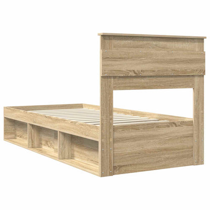 vidaXL Bed Frame with Headboard Sonoma Oak 75 x 190 cm Solid Pine Wood