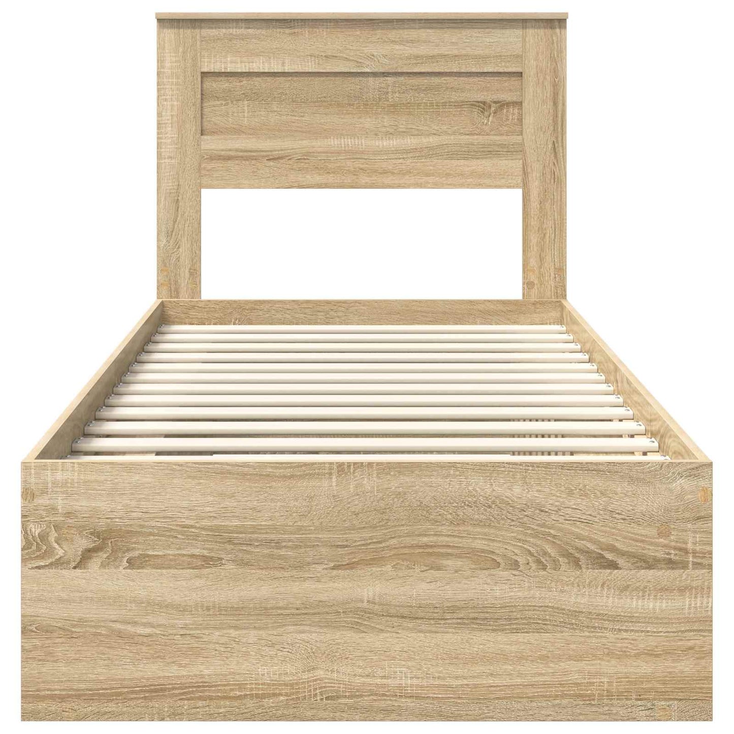 vidaXL Bed Frame with Headboard Sonoma Oak 75 x 190 cm Solid Pine Wood