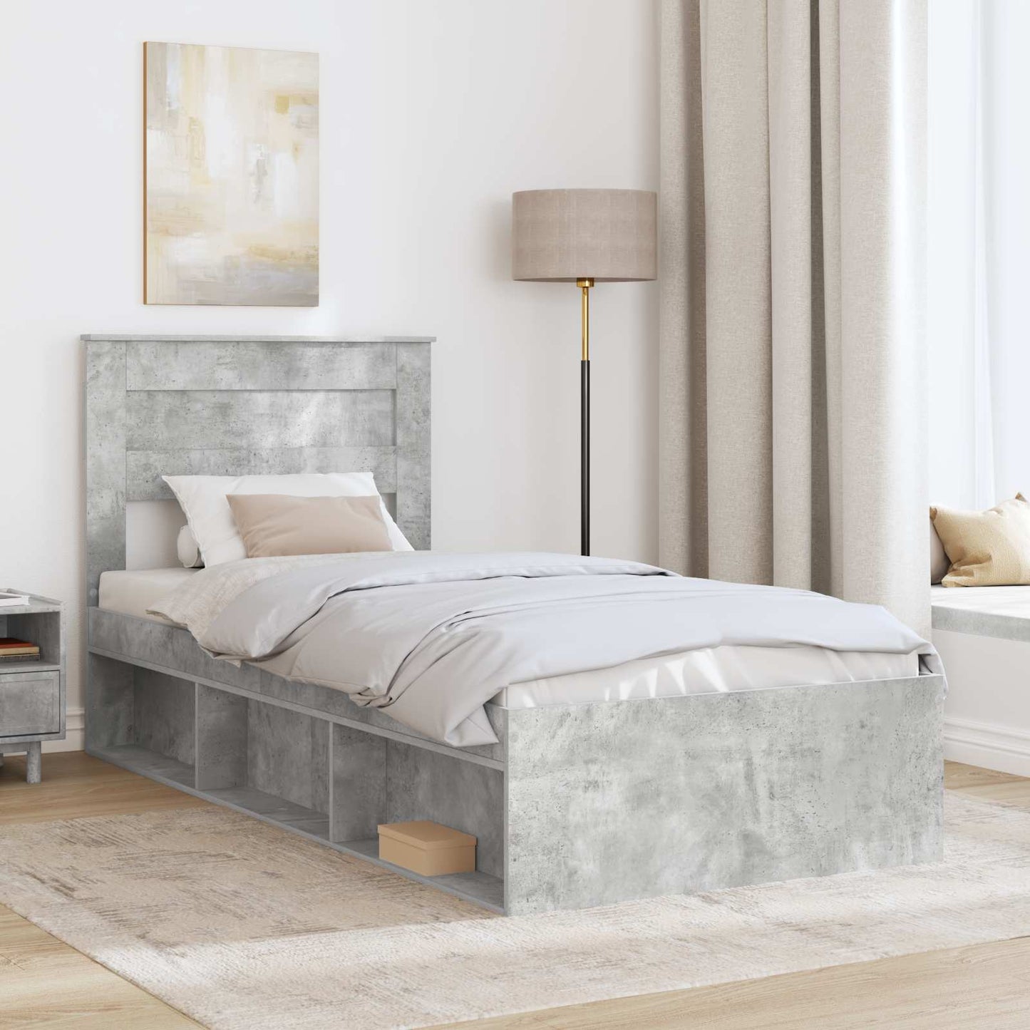 vidaXL Bed Frame Concerte Grey 75 x 190 cm Solid Pine Wood