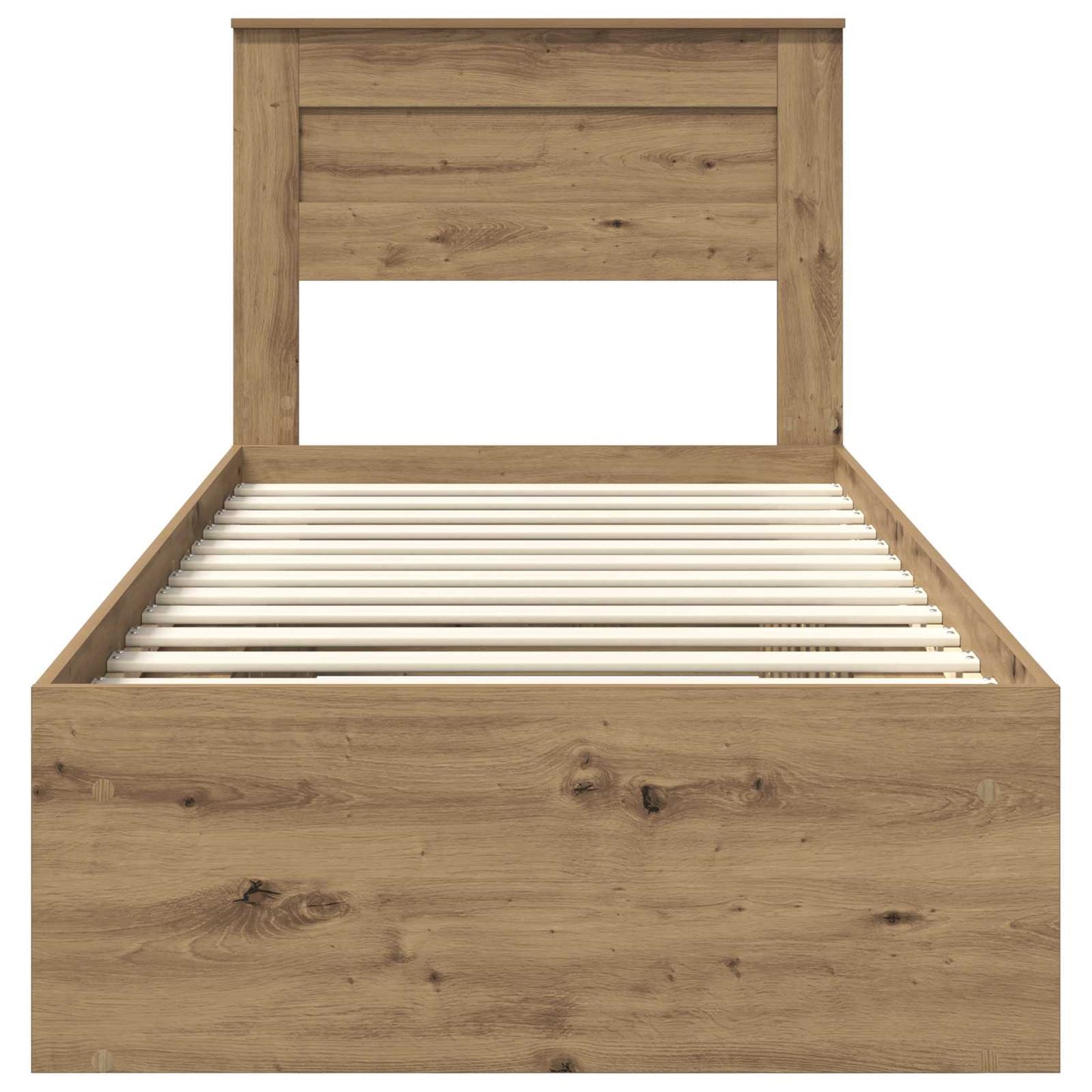 vidaXL Bed Frame with Storage Artisian Oak 75 x 190 cm Solid Pine Wood