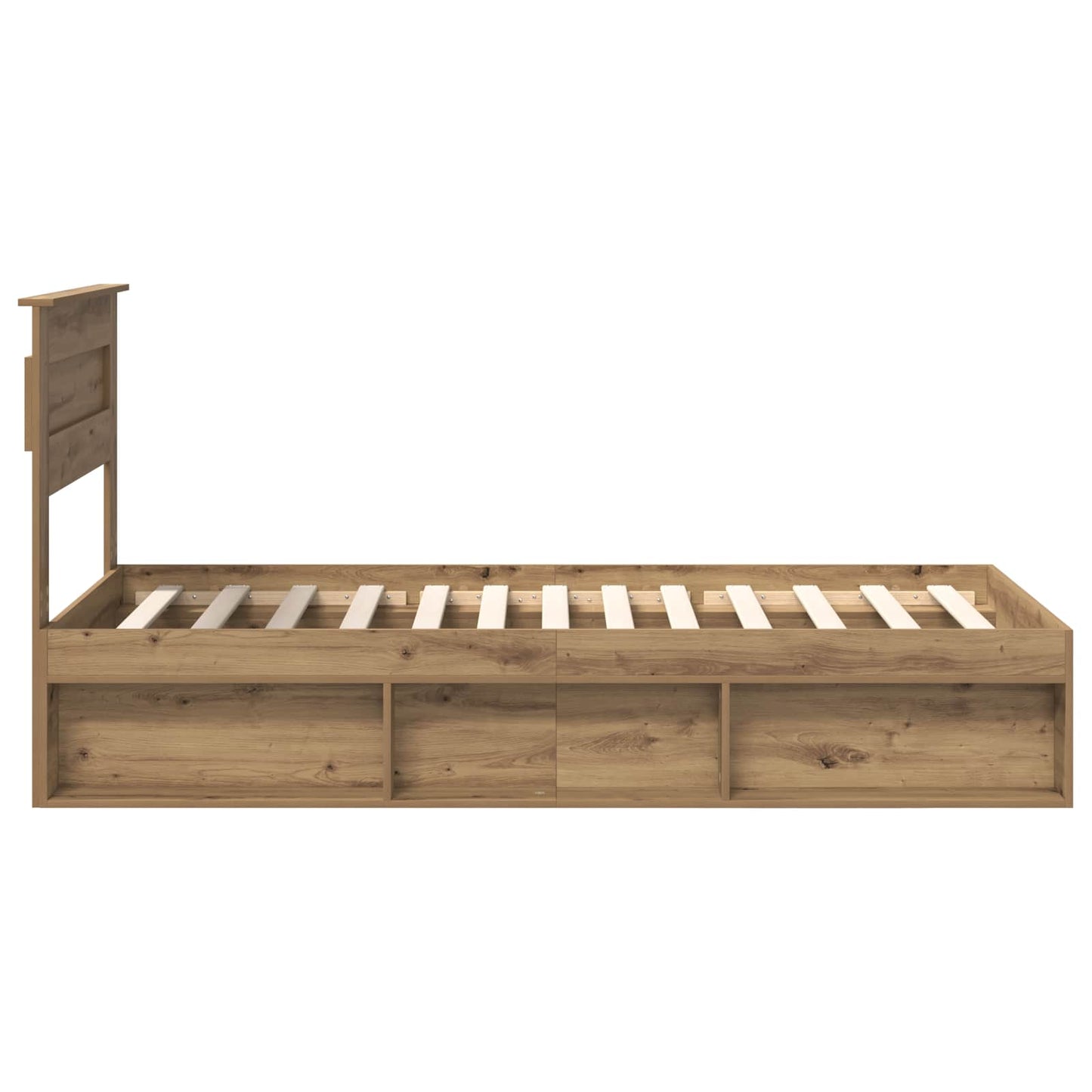 vidaXL Bed Frame with Storage Artisian Oak 75 x 190 cm Solid Pine Wood