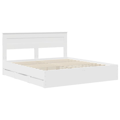 vidaXL Bed Frame with Drawer White 200 x 200 cm Engineer Wood