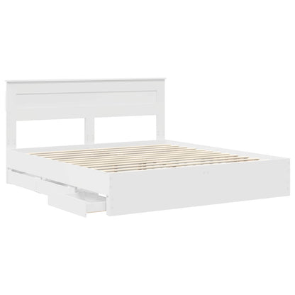 vidaXL Bed Frame with Drawer White 200 x 200 cm Engineer Wood