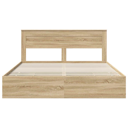 vidaXL Bed Frame with Drawer Sonoma Oak 200 x 200 cm Engineer Wood