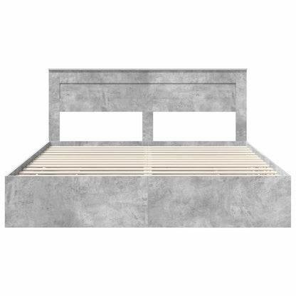 vidaXL Bed Frame with Drawer Concrete Grey 200 x 200 cm Engineer Wood