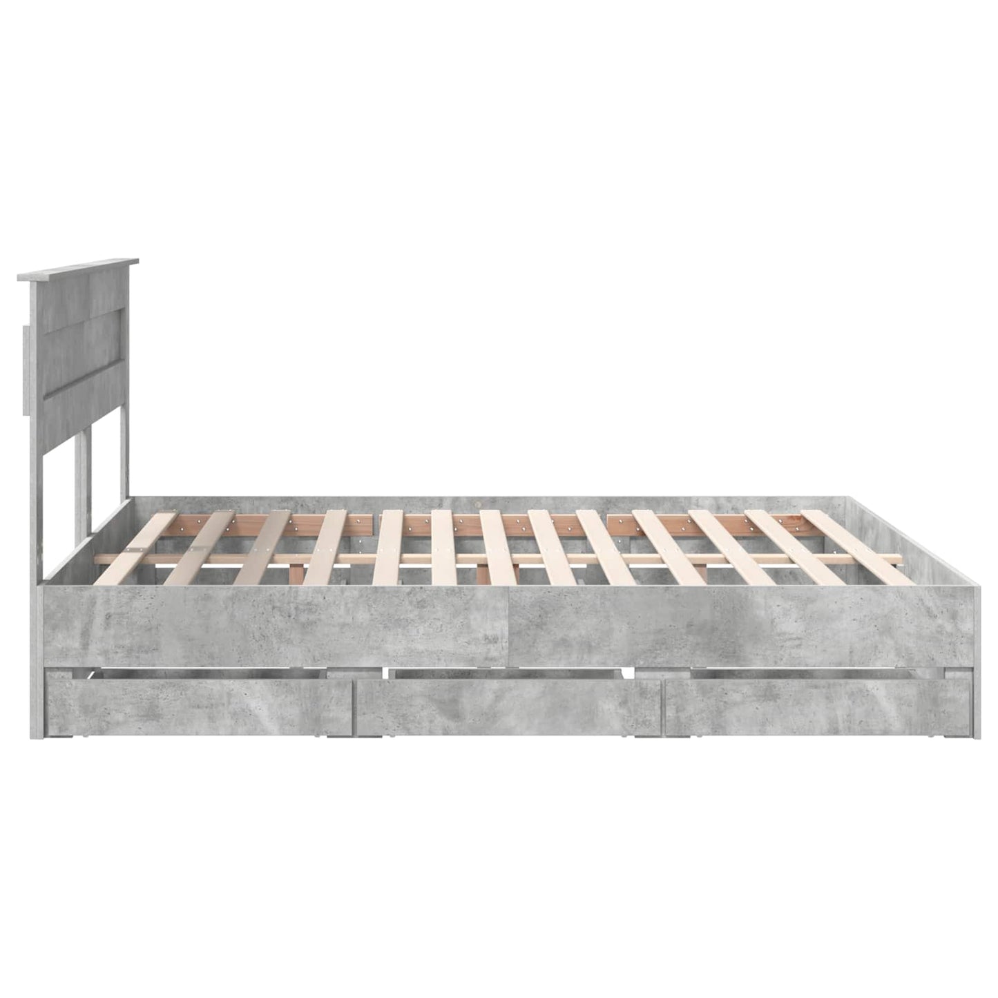 vidaXL Bed Frame with Drawer Concrete Grey 200 x 200 cm Engineer Wood