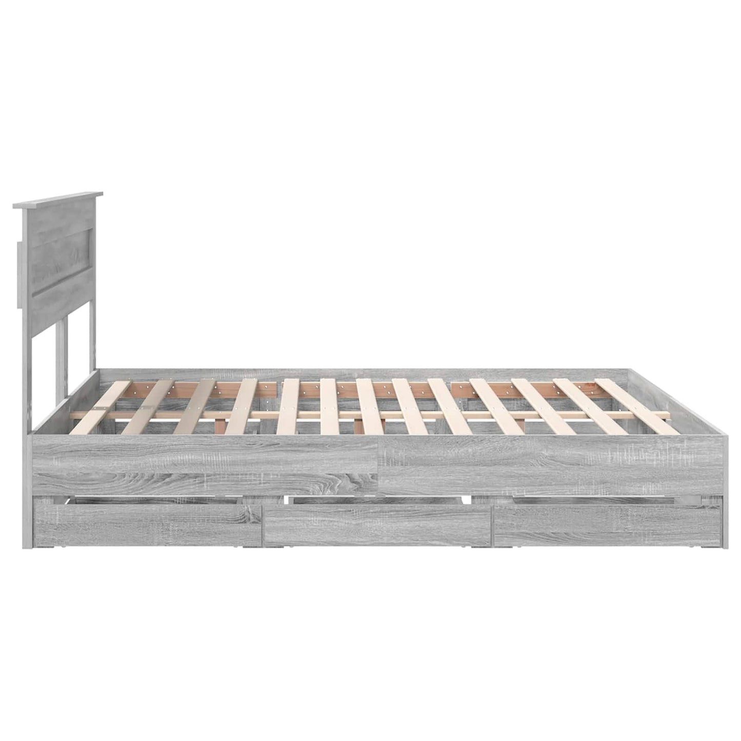 vidaXL Bed Frame with Drawer Grey Sonoma 200 x 200 cm Engineer Wood