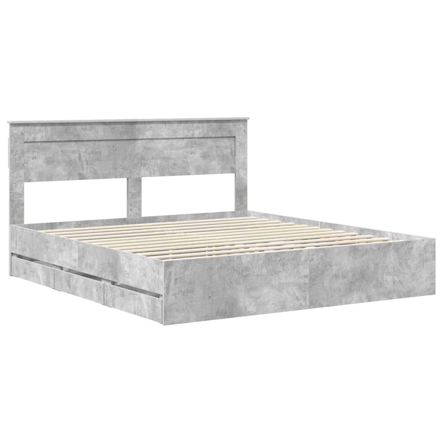 vidaXL Bed Frame with Drawer Concrete Grey 180 x 200 cm Engineer Wood