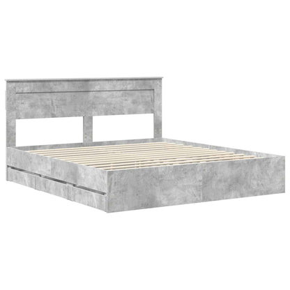 vidaXL Bed Frame with Drawer Concrete Grey 180 x 200 cm Engineer Wood